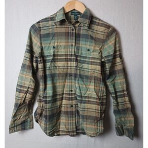 Lauren Jeans Co. LRL Plaid Button Down‎ Shirt Long Sleeve Casual Top XS CC